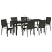Set de masă pentru grădină cu pernă 7 pcs Negru poliratan - WALTI WALTI