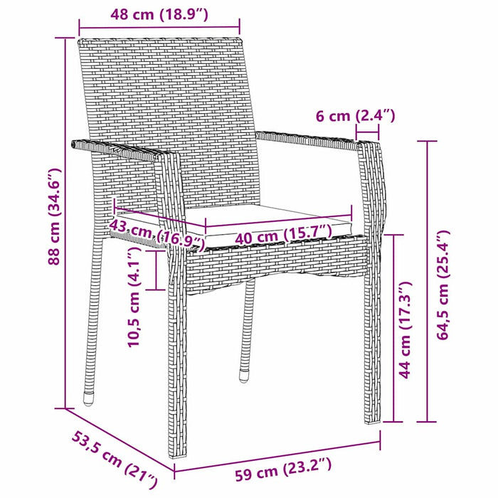 Set de masă pentru grădină cu pernă 7 pcs Negru poliratan - WALTI WALTI
