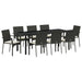 Set de masă pentru grădină cu pernă 9 pcs Negru poliratan - WALTI WALTI