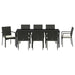Set de masă pentru grădină cu pernă 9 pcs Negru poliratan - WALTI WALTI
