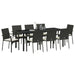 Set de masă pentru grădină cu pernă 9 pcs Negru poliratan - WALTI WALTI