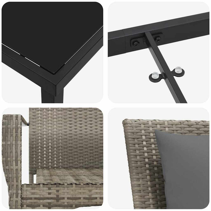 Set de Dining pentru Grădină cu pernă cu pernă 3 pcs Gri 80 x 80 x 73 cm - WALTI WALTI