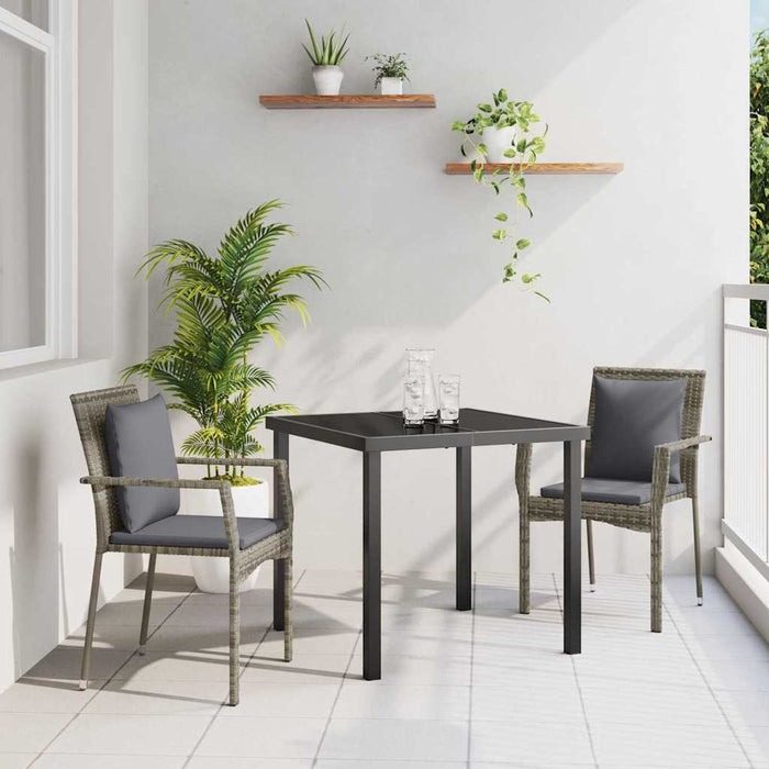 Set de Dining pentru Grădină cu pernă cu pernă 3 pcs Gri 80 x 80 x 73 cm - WALTI WALTI
