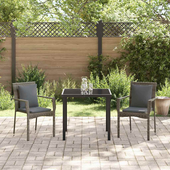 Set de Dining pentru Grădină cu pernă cu pernă 3 pcs Gri 80 x 80 x 73 cm - WALTI WALTI