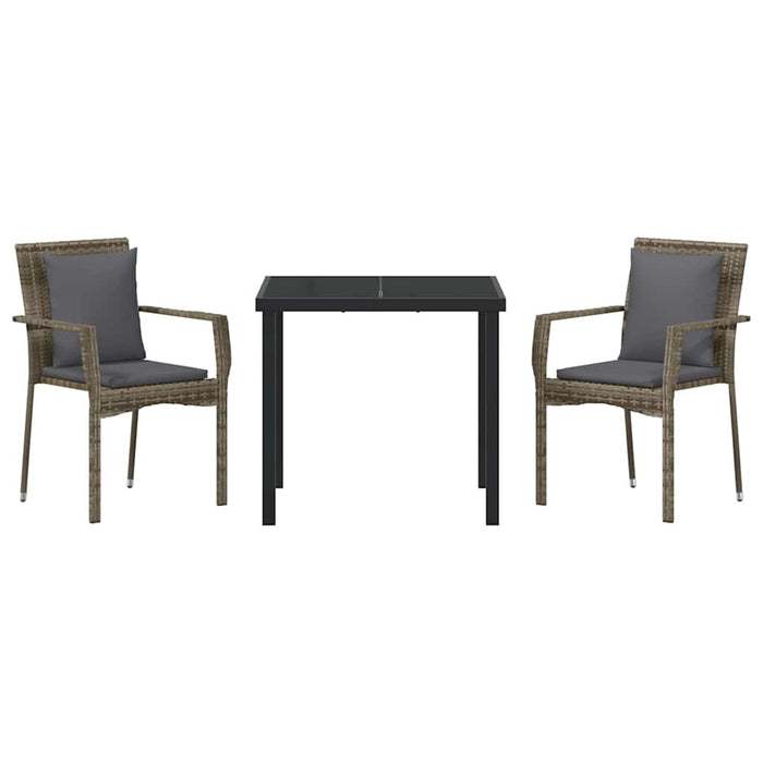 Set de Dining pentru Grădină cu pernă cu pernă 3 pcs Gri 80 x 80 x 73 cm - WALTI WALTI