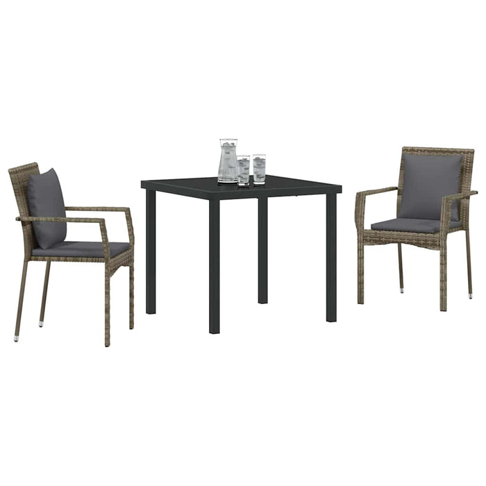 Set de Dining pentru Grădină cu pernă cu pernă 3 pcs Gri 80 x 80 x 73 cm - WALTI WALTI