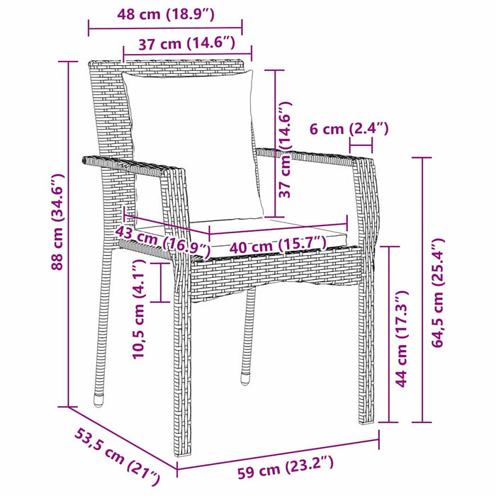 Set de Dining pentru Grădină cu pernă cu pernă 3 pcs Gri 80 x 80 x 73 cm - WALTI WALTI