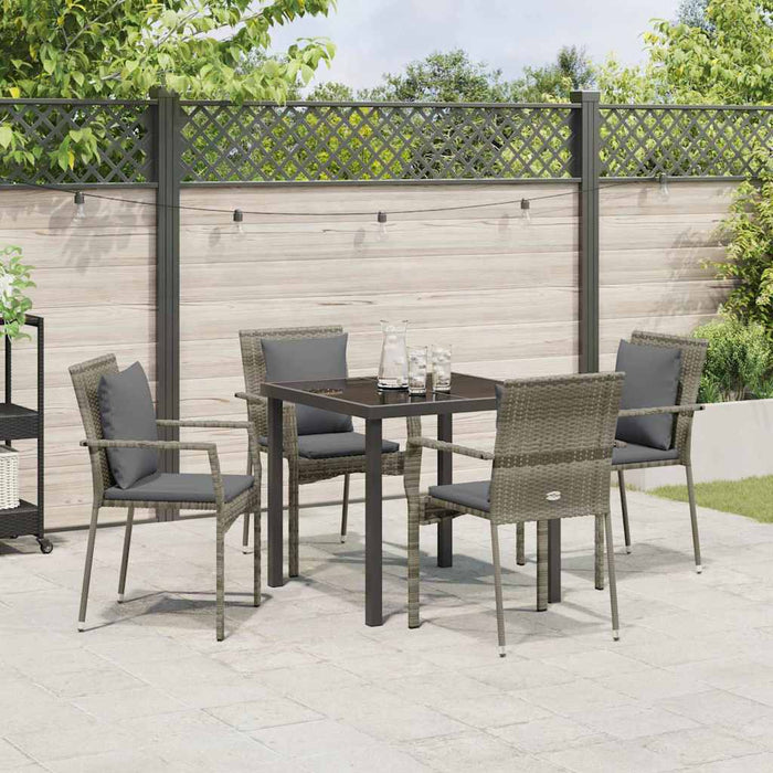 Set de 4 scaune de grădină cu pernă cu pernă 5 pcs Gri 80 x 80 x 73 cm - WALTI WALTI