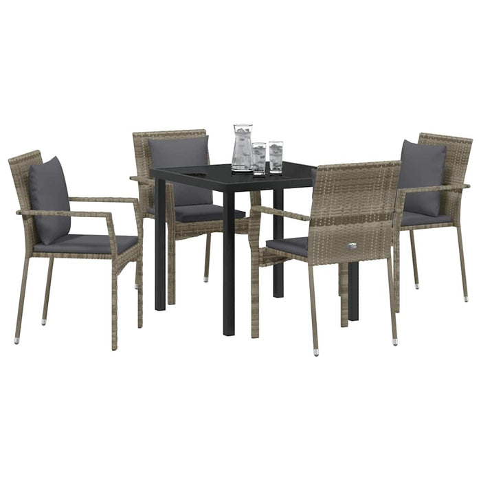 Set de 4 scaune de grădină cu pernă cu pernă 5 pcs Gri 80 x 80 x 73 cm - WALTI WALTI