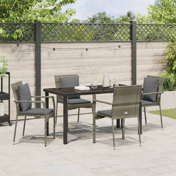 Set de scaune de grădină cu pernă cu pernă 5 pcs Gri 140 x 70 x 73 cm - WALTI WALTI