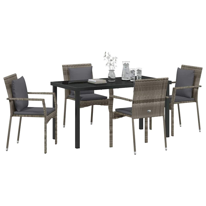 Set de scaune de grădină cu pernă cu pernă 5 pcs Gri 140 x 70 x 73 cm - WALTI WALTI