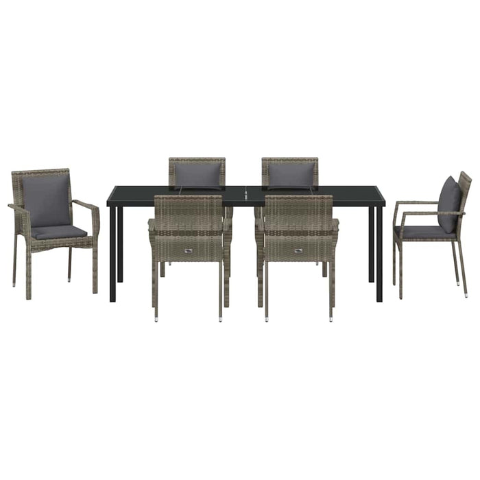 Set de masă pentru grădină cu pernă 7 pcs Gri poliratan - WALTI WALTI