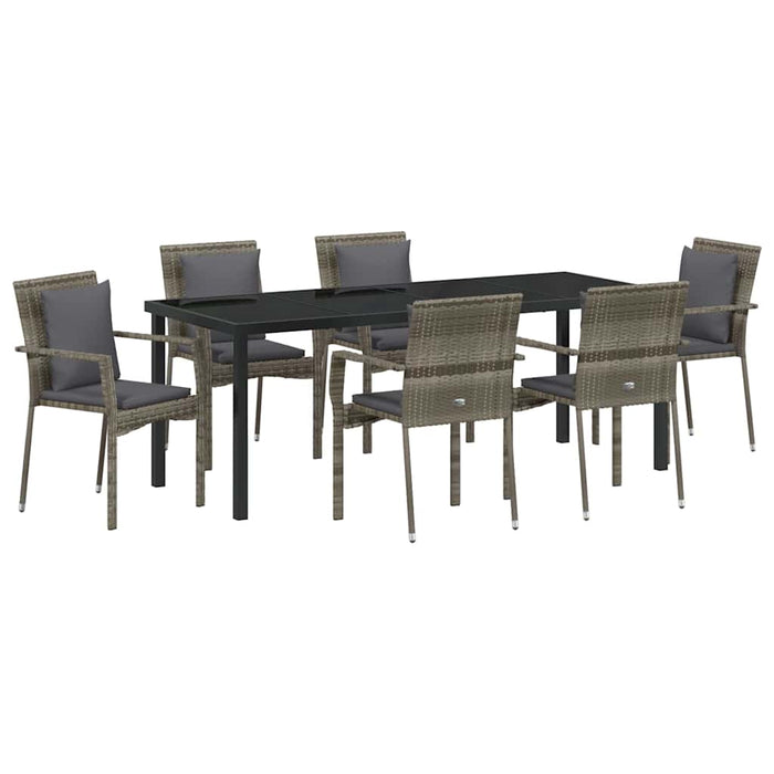 Set de masă pentru grădină cu pernă 7 pcs Gri poliratan - WALTI WALTI