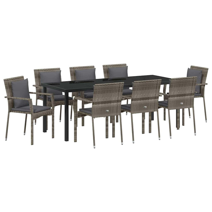 Set de masă pentru grădină cu pernă 9 pcs Gri poliratan - WALTI WALTI