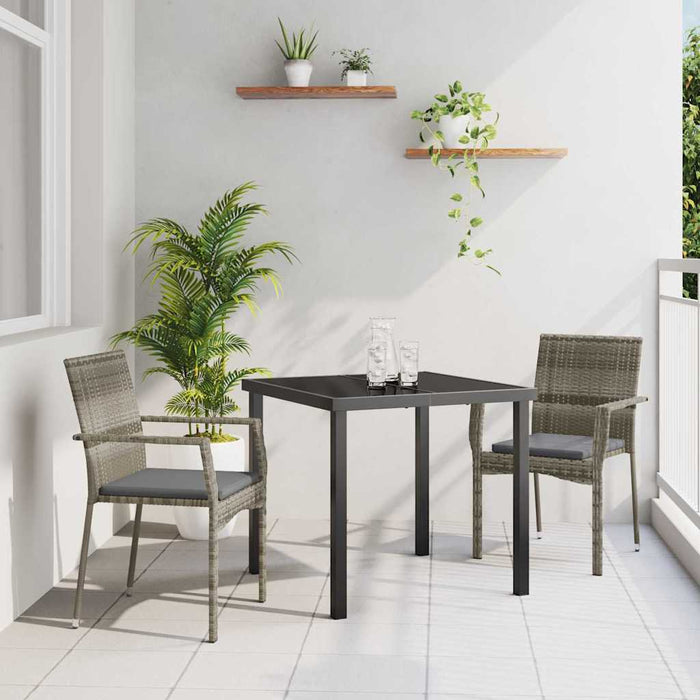 Set de scaune de grădină gri cu pernă 3 pcs Gri 80 x 80 x 73 cm - WALTI WALTI