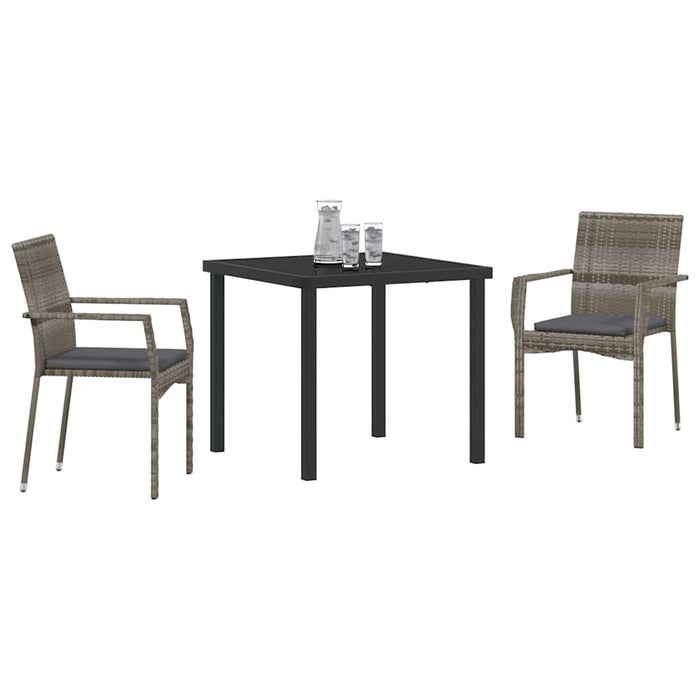 Set de scaune de grădină gri cu pernă 3 pcs Gri 80 x 80 x 73 cm - WALTI WALTI