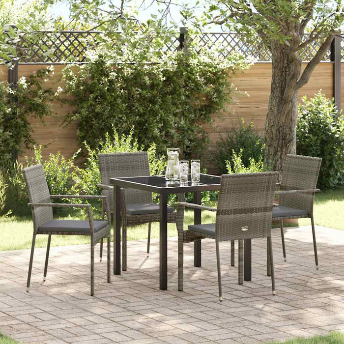 Set de scaune de grădină 4 cu pernă 5 pcs Gri 80 x 80 x 73 cm - WALTI WALTI