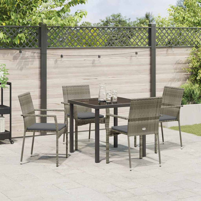 Set de scaune de grădină 4 cu pernă 5 pcs Gri 80 x 80 x 73 cm - WALTI WALTI
