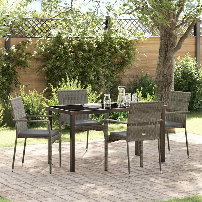 Set de 4 scaune de grădină cu pernă 5 pcs Gri 140 x 70 x 73 cm - WALTI WALTI