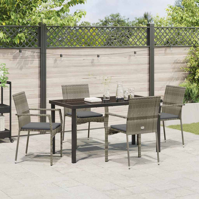 Set de 4 scaune de grădină cu pernă 5 pcs Gri 140 x 70 x 73 cm - WALTI WALTI