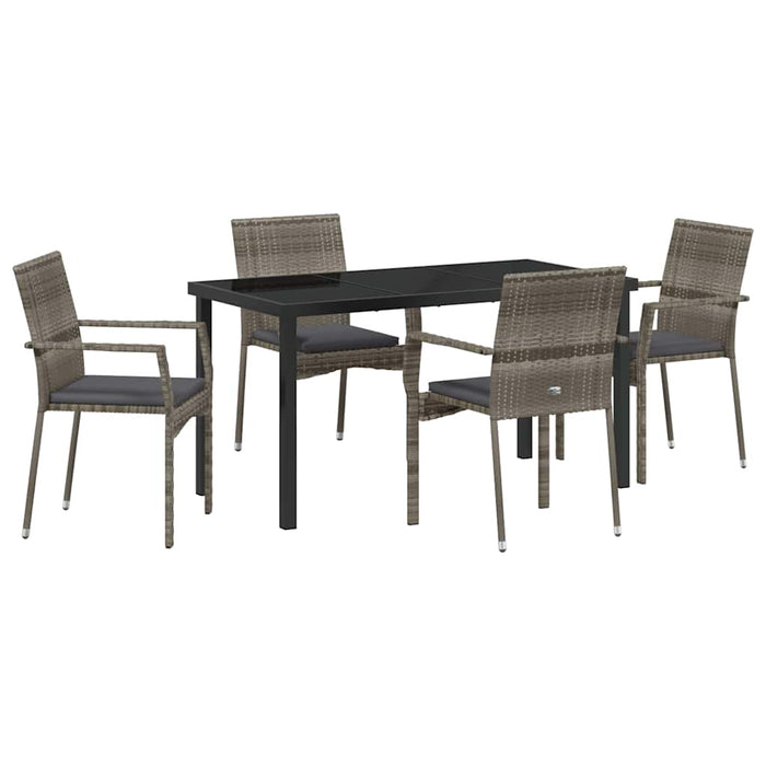 Set de 4 scaune de grădină cu pernă 5 pcs Gri 140 x 70 x 73 cm - WALTI WALTI