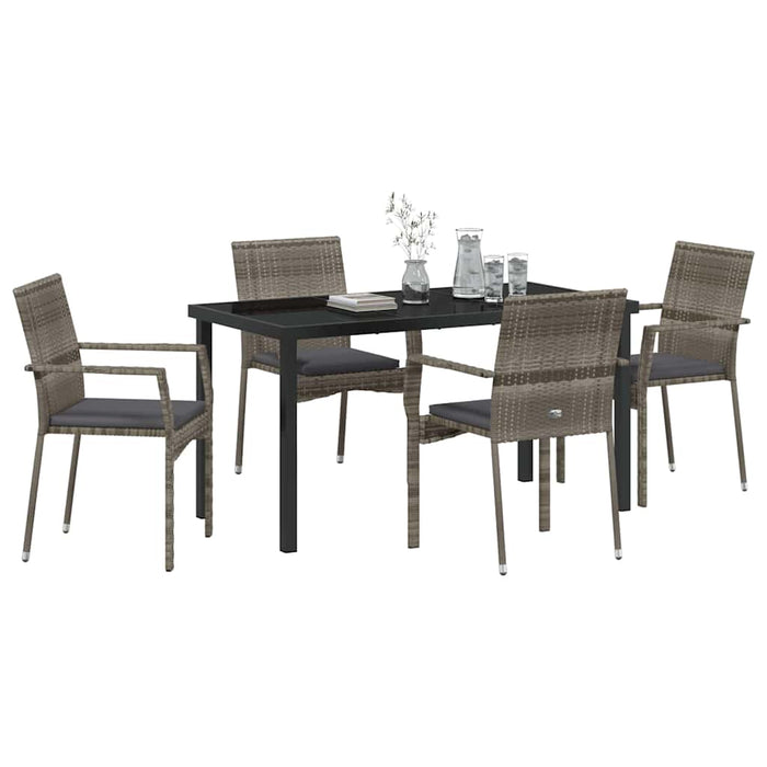 Set de 4 scaune de grădină cu pernă 5 pcs Gri 140 x 70 x 73 cm - WALTI WALTI