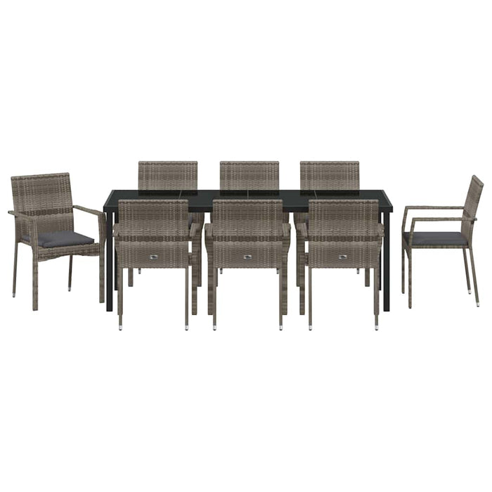 Set de masă pentru grădină cu pernă 9 pcs Gri poliratan - WALTI WALTI