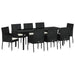 Set de masă pentru grădină cu pernă 9 pcs Negru poliratan - WALTI WALTI