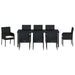 Set de masă pentru grădină cu pernă 9 pcs Negru poliratan - WALTI WALTI
