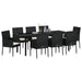 Set de masă pentru grădină cu pernă 9 pcs Negru poliratan - WALTI WALTI