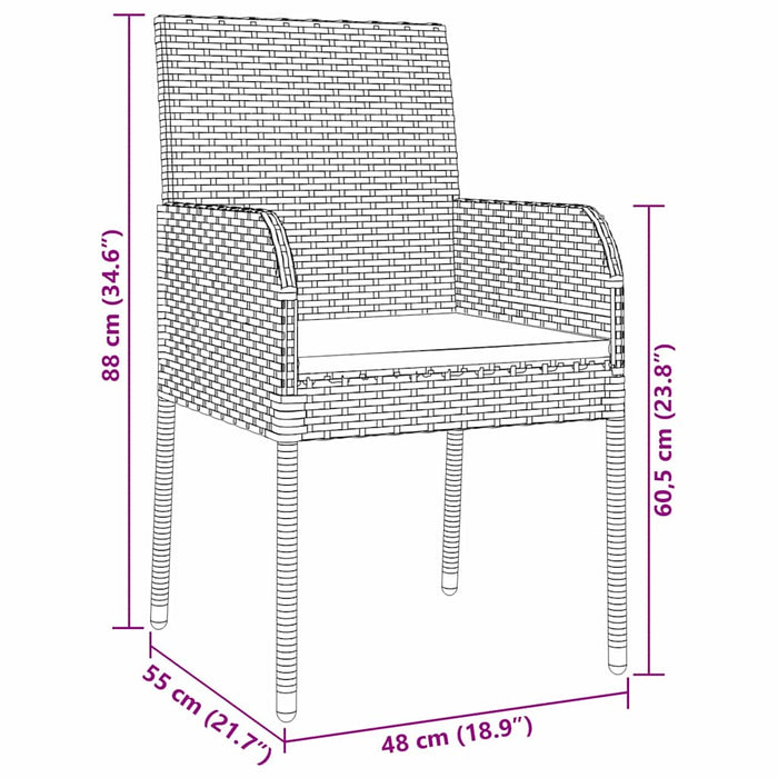 Set de masă pentru grădină cu pernă 9 pcs Negru poliratan - WALTI WALTI