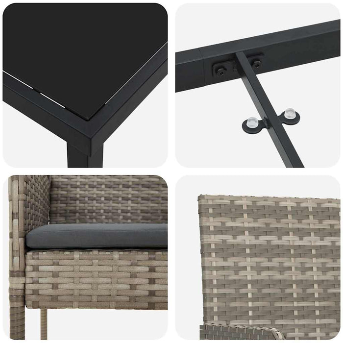 Set de masă pentru grădină cu pernă 7 pcs Gri poliratan - WALTI WALTI