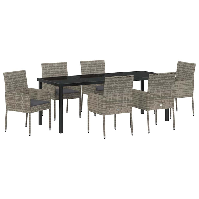 Set de masă pentru grădină cu pernă 7 pcs Gri poliratan - WALTI WALTI