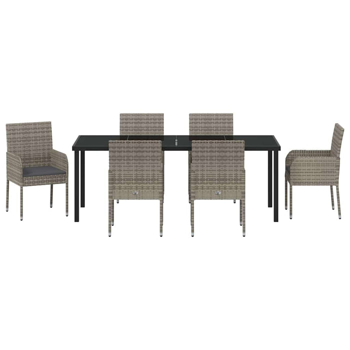 Set de masă pentru grădină cu pernă 7 pcs Gri poliratan - WALTI WALTI