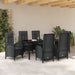 Set de masă pentru grădină cu pernă 7 pcs Negru poliratan - WALTI WALTI