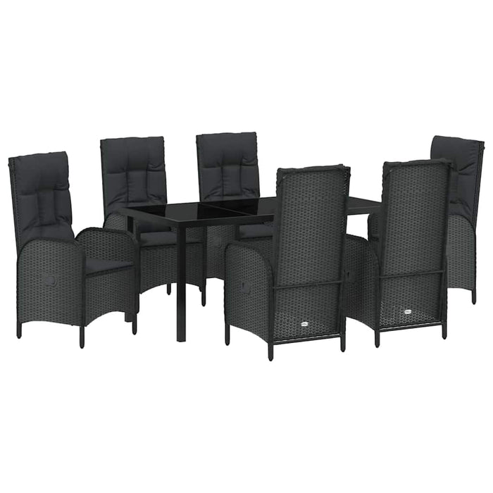 Set de masă pentru grădină cu pernă 7 pcs Negru poliratan - WALTI WALTI
