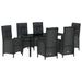 Set de masă pentru grădină cu pernă 7 pcs Negru poliratan - WALTI WALTI