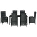 Set de masă pentru grădină cu pernă 7 pcs Negru poliratan - WALTI WALTI