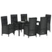 Set de masă pentru grădină cu pernă 7 pcs Negru poliratan - WALTI WALTI