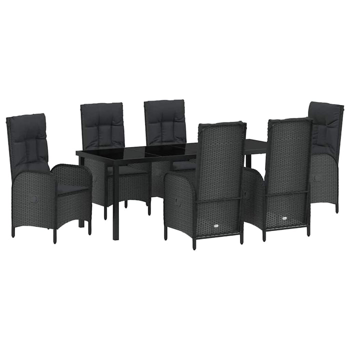Set de masă pentru grădină cu pernă 7 pcs Negru poliratan - WALTI WALTI