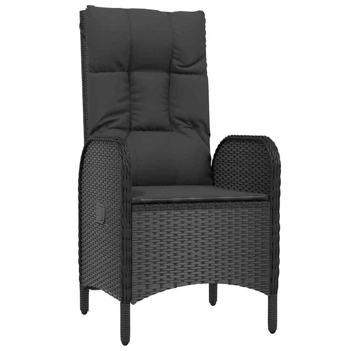 Set de masă pentru grădină cu pernă 7 pcs Negru poliratan - WALTI WALTI