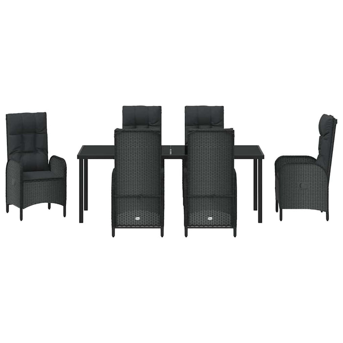 Set de masă pentru grădină cu pernă 7 pcs Negru poliratan - WALTI WALTI