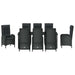 Set de masă pentru grădină cu pernă 9 pcs Negru poliratan - WALTI WALTI