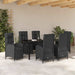 Set de masă pentru grădină cu pernă 7 pcs Negru poliratan - WALTI WALTI