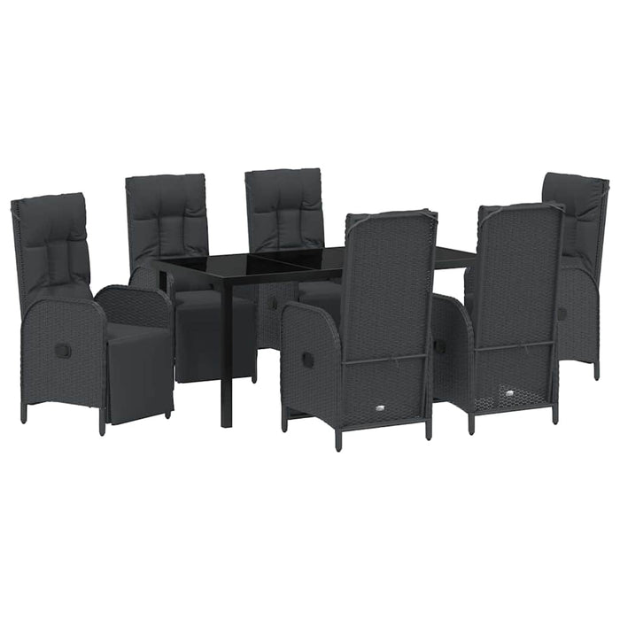 Set de masă pentru grădină cu pernă 7 pcs Negru poliratan - WALTI WALTI