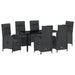 Set de masă pentru grădină cu pernă 7 pcs Negru poliratan - WALTI WALTI