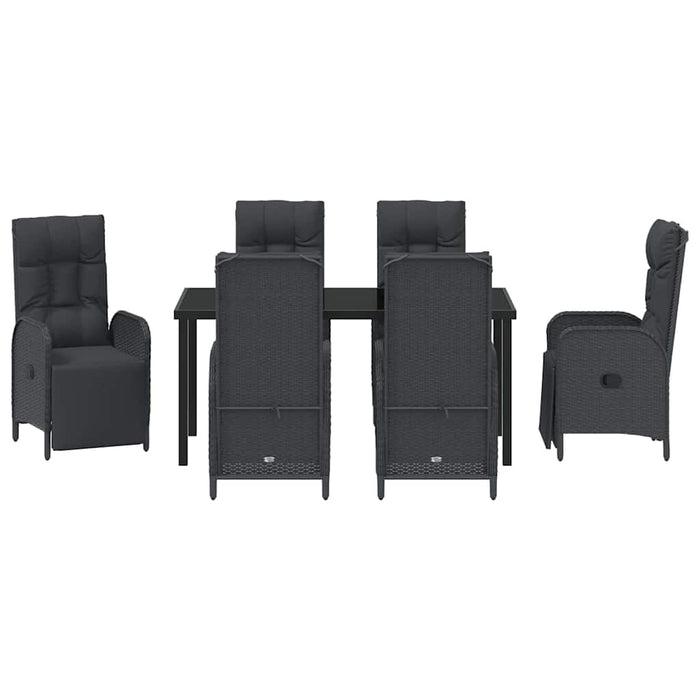 Set de masă pentru grădină cu pernă 7 pcs Negru poliratan - WALTI WALTI