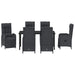 Set de masă pentru grădină cu pernă 7 pcs Negru poliratan - WALTI WALTI