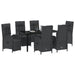 Set de masă pentru grădină cu pernă 7 pcs Negru poliratan - WALTI WALTI