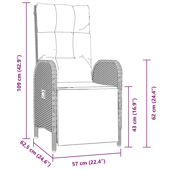 Set de masă pentru grădină cu pernă 7 pcs Negru poliratan - WALTI WALTI